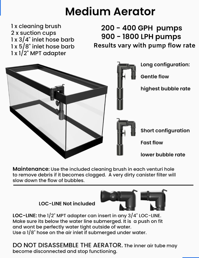 Aquarium aerator outlet